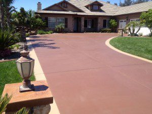 stained concrete driveway makeover