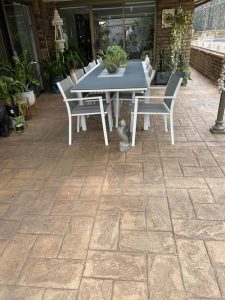 old stamped concrete courtyard in ruse sydney