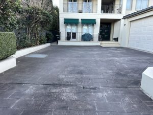 before repainting stenciled concrete driveway willoughby