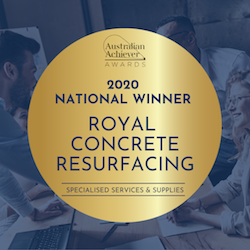 Australian Achiever Award 2020 national winner medal awarded to Royal Concrete Resurfacing for specialised services and supplies