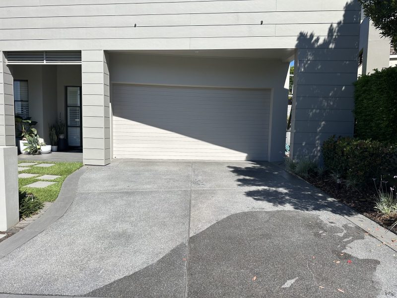 Worn concrete surface in Bella Vista, North West Sydney, before spray-on resurfacing by Royal Concrete Resurfacing