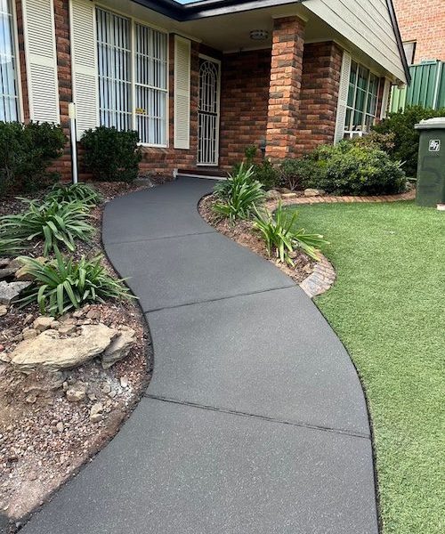 Concrete surface in Glen Alpine, South West Sydney after spray-on resurfacing in French Grey, with a textured non-slip finish